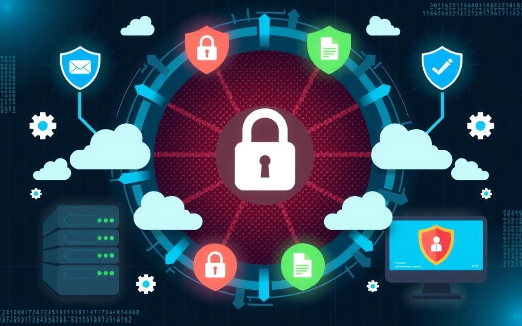 Illustration de mesures de sécurité des données, comme des cadenas et serveurs