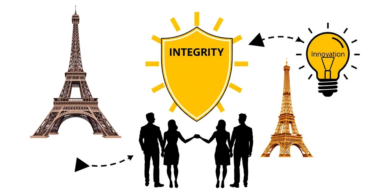 Représentation des valeurs d'Eiffelvitcz : intégrité, innovation et communauté