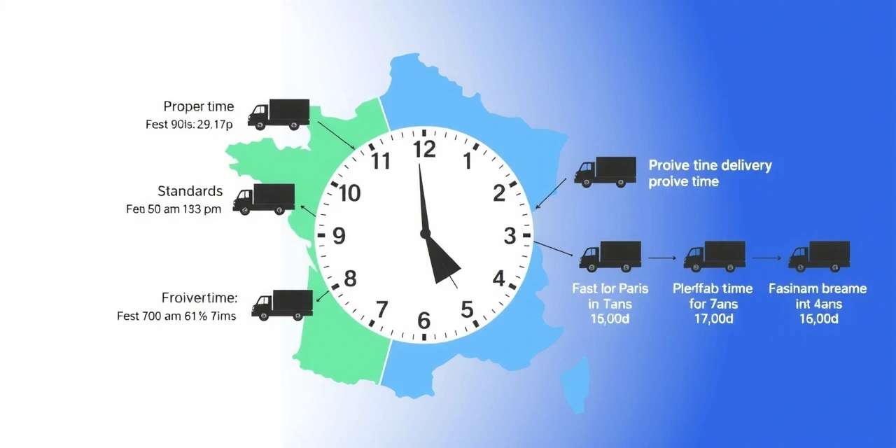 Chronomètre et carte montrant les délais de livraison optimisés pour différentes régions
