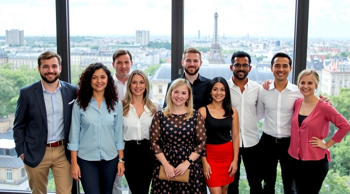 Équipe d'Eiffelvitcz posant devant leur bureau parisien